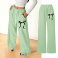 thumbnail image 2 of FINALGANG Girls Casual Sweatpants Kids Bow Print Wide Leg Drawstring Waist Loose Fit Casual Athletic Trousers For Daily Wear Outdoor Activities Leisure Bottoms, 2 of 8