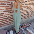 thumbnail image 3 of Gpoecd Plus Size Jumpsuit Sleeveless Solid Color Button Down Insert Pockets Loose Casual Bib Style Plus Size Pants for Women Blue,S, 3 of 6