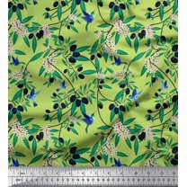 Soimoi Cotton Cambric Fabric Leaves,Floral & Black Berries Fruits Fabric Prints by Yard 56 Inch Wide