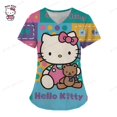 thumbnail image 2 of Uniforme de enfermera con estampado de Hello Kitty para mujer, Blusa de manga corta con dibujos animados para trabajo, uniforme médico, Top Y2K, 2 of 4