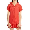 thumbnail image 2 of Girls Swim Cover up - Full Zip Hooded Ruffled Dress Kids Towel Cloth Bathrobe, Swimwear Coverup Dress Ribbed One-Piece Swimsuit 8, 2 of 4