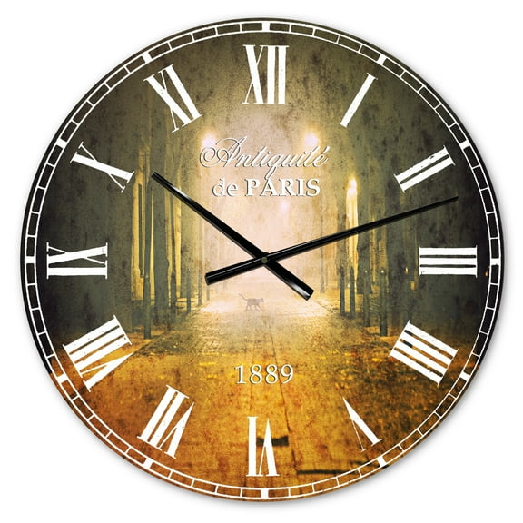 Designart 'Urban Street at Night' French Country wall clock