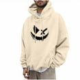 thumbnail image 2 of Dolkfu Drawstring Hoodies Mens Beige Graphic Oversized Hoodies With Hood With Pocket Streetwear 2025 Mens Tops 3XL, 2 of 5