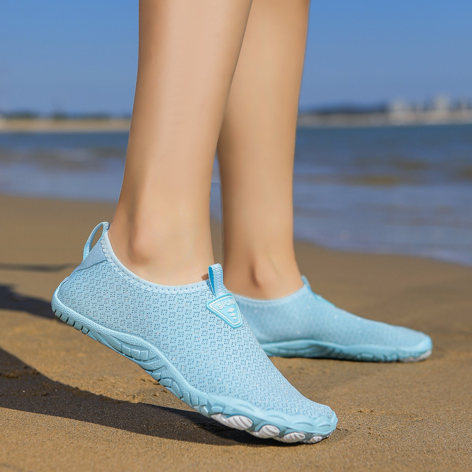 Mepaouo Womens Mens Water Swim Shoes Wide Toe Box Barefoot Beach Socks for Walking Hiking Diving