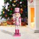thumbnail image 2 of Figura de marioneta de cascanueces de 35 cm, Cascanueces navideños, Estatua de soldado de madera de juguete, Molino, 2 of 8