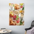 thumbnail image 1 of Kitchen Tapestry, Breakfast with Coffee Croissants Orange Juice Fresh Strawberry Yogurt Oatmeal Photo, Wall Hanging for Bedroom Living Room Dorm Decor, 40W X 60L Inches, Multicolor, by Ambesonne, 1 of 2