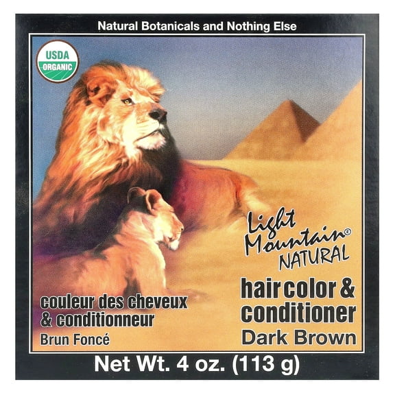 Light Mountain Natural Hair Color And Conditioner, Dark Brown - 4 Oz, 2 Pack