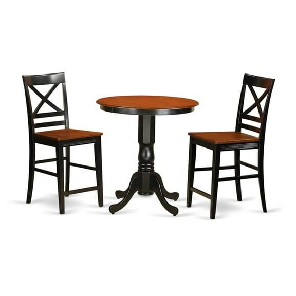 Counter Height Dining Room Table & 2 Stool, Black Finish