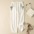 thumbnail image 6 of Knee Length Summer Casual Elastic Waisted Side Split Button Shorts with Pockets for Women Linen, 6 of 6