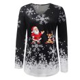 thumbnail image 4 of Blusa navideña de manga larga con cuello en V y estampado de copos de nieve informal a la moda para mujer Fridja  FKASFK4223, 4 of 5