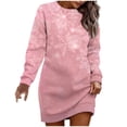 thumbnail image 3 of BLTIBY Christmas Sweatshirt Dress for Women Xmas Print Winter Fall Round Neck Soft Fashion Casual Long Sleeve Pullover Dresses Outfits 2024 Trendy Pink XL, 3 of 3