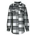 thumbnail image 4 of KBZDBZC Shirts For Women Women'S Brushed Plaid Shirts Long Sleeve Flannel Lapel Button Down Pocketed Shacket Jacket Coats Womens Tops(Gray,S), 4 of 6