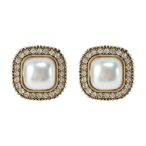 Unique Bargains 1 Pair Shoelace Charms Sparkly Pearl Square Decorative Shoe Clips White