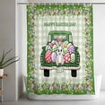 thumbnail image 5 of Spring Easter Small Stall Shower Curtain, Waterproof Shower Curtains for Bathroom, Easter Eggs Bunny Truck Botanical Green Plaid Washable Fabric Bath Curtain for Bathtub with Hooks 36x72 Inches, 5 of 9