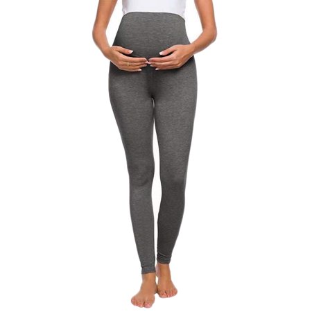 

Maternity Pants Pregnant Women Solid Color Maternity Stretchy Slim Skinny Leggings Pregnancy Pants Dark Grey M