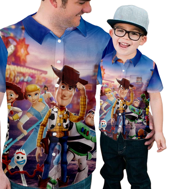 Men's & Boys's Hawaiian Shirt Toy Story Print Casual Shortsleeve Button