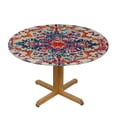 thumbnail image 3 of WYYP Orange Blue Ethnic Boho Round Tablecloth Great for Home Kitchen/Parties/Holiday Dinner White, 3 of 8