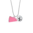 thumbnail image 2 of Delight Jewelry Acrylic 1.25" Hot Pink Megaphone Silvertone Script Initial Disc - L - Charm Necklace, 20"+3", 2 of 4