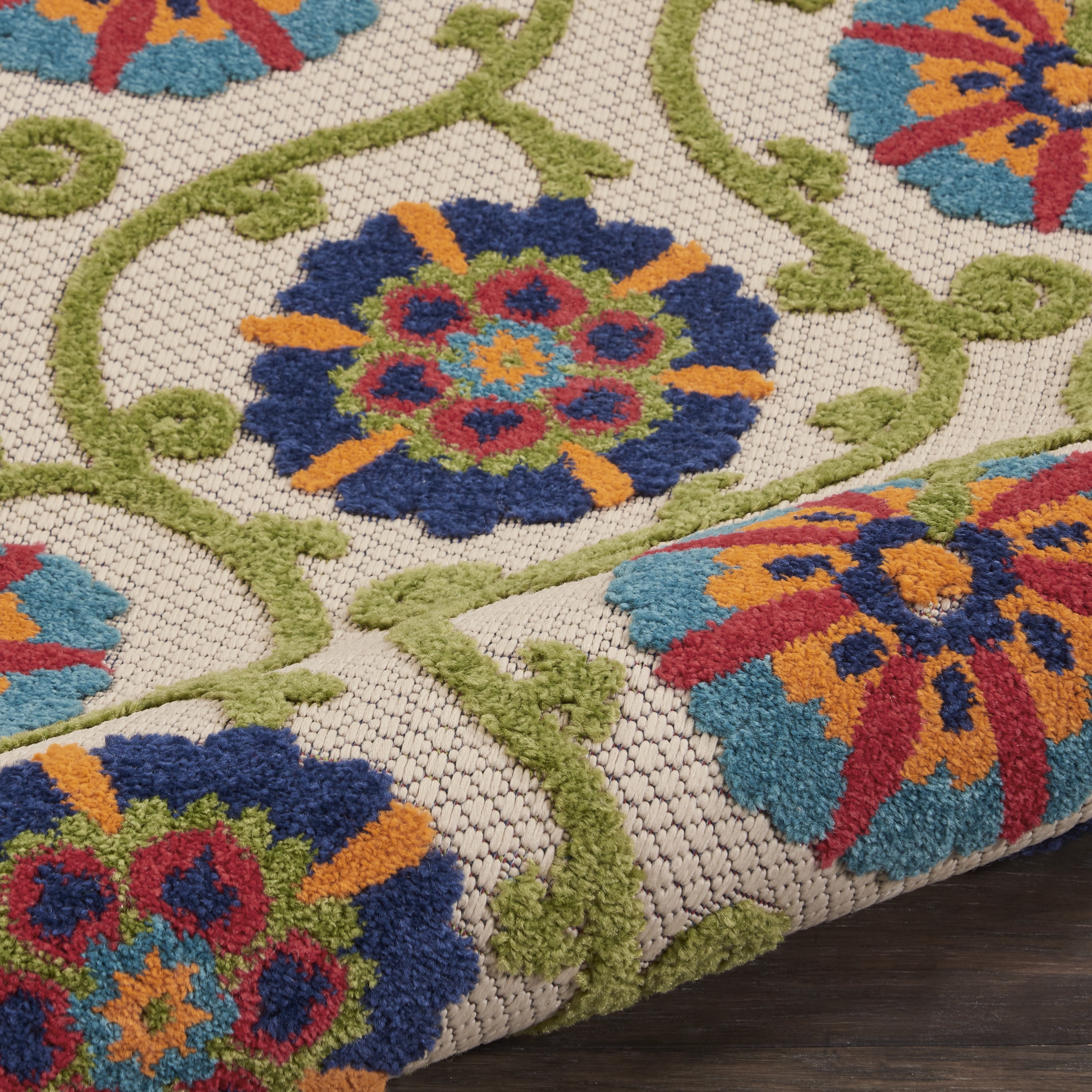 Nourison Aloha Indoor/Outdoor Blue/Multicolor 7' x 10' Area Rug, (7x10)