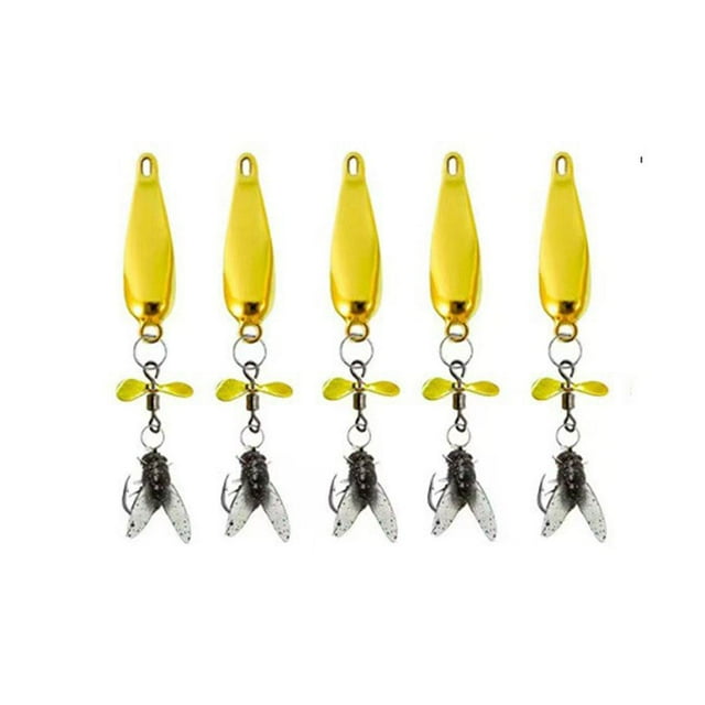 5 Pcs Metal Propeller Fishing Lure for Catching Fish, Bionic Fly Fishing Bait with Propellers, ly Spinning Propeller Metal Sequin Soft Bait, Bass Fly Fish Lures Kit, Fishings Baits & Catfish Baits