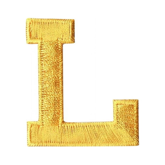 Alphabet Letter - L - Color Yellow - 2" Block Style - Iron On Embroidered Applique Patch