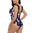 thumbnail image 5 of Yiaed Lama in Space Print Women's Ruffled One Piece Swimsuit V Neck Swimwear Slimming Monokini for Woman-Large, 5 of 8