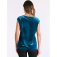 thumbnail image 3 of DARING DIVA Women's Velvet Christmas Party Crew Neck Cap Sleeve Top S Peacock Blue, 3 of 6