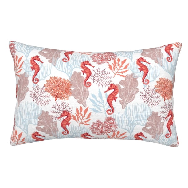 Balery Tropical Corals Seahorse Funda de Cojín Estampada, Regalos para Mujeres, Regalos de Amor para Ella, Regalos para Novia o Esposa, Funda de Almohada-20"x30"