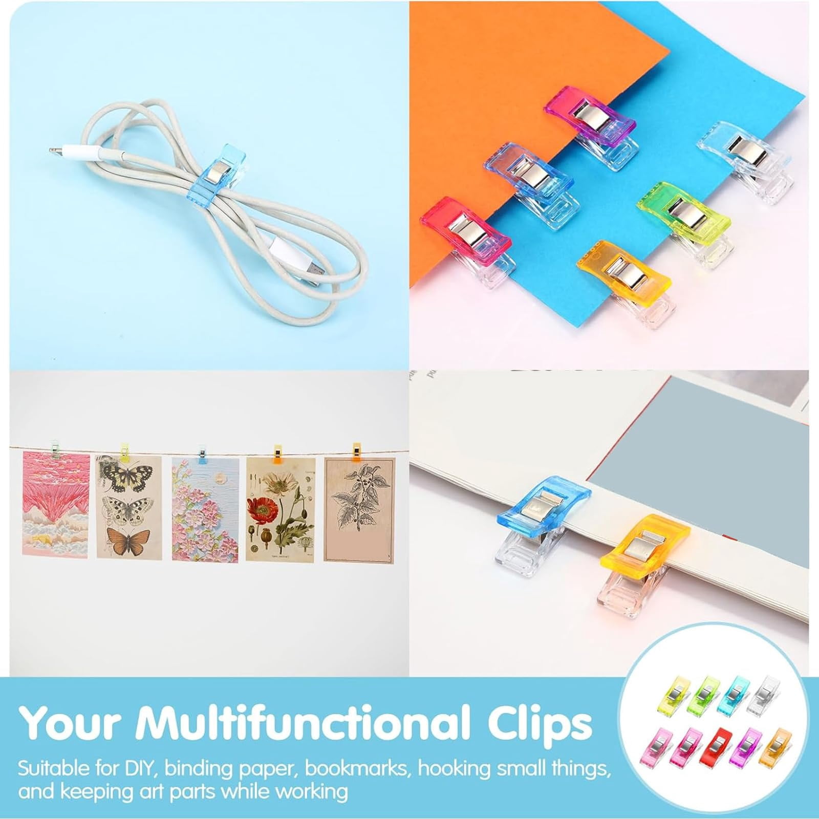 400 Sewing Clips Quilting Supplies Multipurpose Plastic Fabric Clips Assorted Colors for Sewing Quilting Binding Crafts