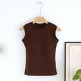 thumbnail image 2 of Kaemgyyd Womens Summer Tops Cotton Breathable Sleeveless Slim Fit Clothes Cute Solid Color Crew Neck Built in Bra T-Shirts, 2 of 3