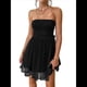 thumbnail image 1 of Vestido de Cóctel de Verano para Mujer: Minivestido de Tubo con Volantes Fruncidos Negro M, 1 of 10