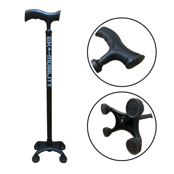 Baston 4 Apoyos de Aluminio Ajustable Ultraligero Eko-Mobility Negro