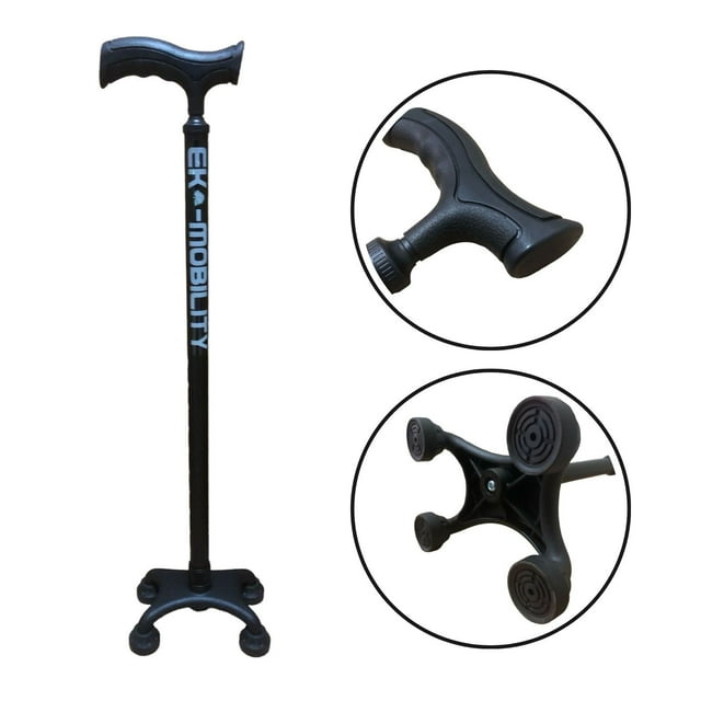 Baston 4 Apoyos de Aluminio Ajustable Ultraligero Eko-Mobility Negro