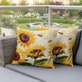 thumbnail image 4 of 2 Pack Outdoor Waterproof Throw Pillow Covers,Summer Blossom Sunflower Bee Decorative Square Patio Pillowcases for Chair Couch Sofa 16x16in, 4 of 9