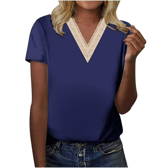 Mittory Women 3/4 Sleeve Eyelet Tops Dressy Casual V Neck Blouses Elegant Summer Trendy Tunic Shirts Business Work Shirt