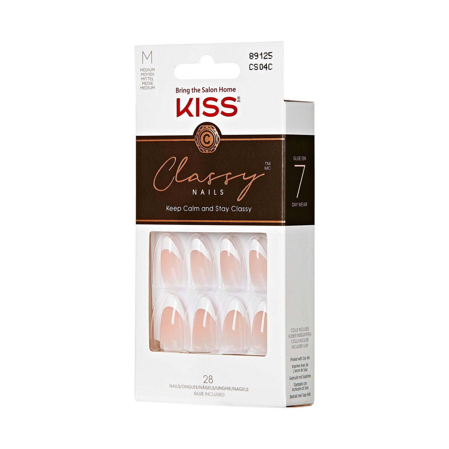 Kiss Classy - faux ongles, 28 comptes, moyen Manucure française.