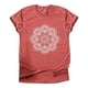 thumbnail image 3 of Camiseta de mujer Blusa de verano con cuello redondo y manga corta con estampado floral, Rojo, M Methold AP002559-02, 3 of 5