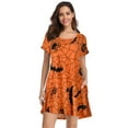 thumbnail image 4 of CRAYNER Women's Sundresses Short Sleeve Casual Halloween Dresses T Shirt Swing Dress A Line Flowy Sun dress with Pockets, L, 4 of 8