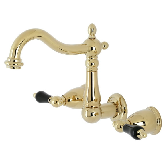 Kingston Brass KS1252PKL Duchess Double-Handle Wall Mount Bathroom Faucet, Polished Brass
