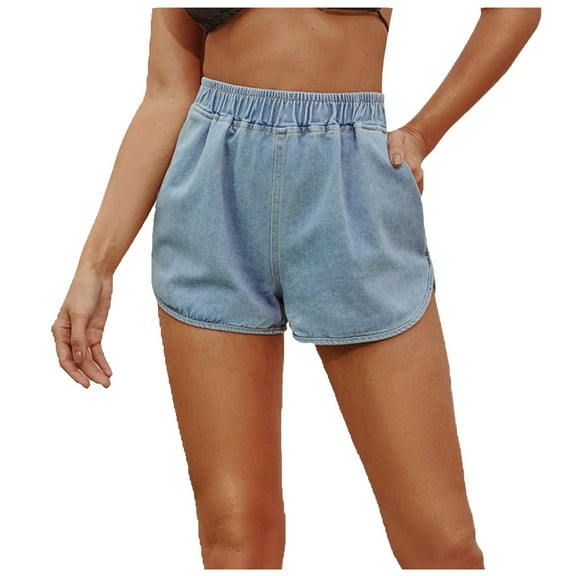 Womens Jean Shorts Women's Fashion Casual High Waist Irregular Jeans Straight Shorts