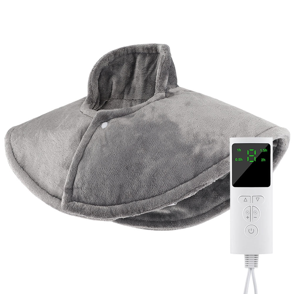 Hwallkare Electric Heating Pad for Neck and Shoulders with 9 Heat Settings & 4 Timers, 13.39"×22.44" Soft Heated Shoulder Pad, Gift for Men Women, Gray