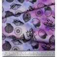 thumbnail image 3 of Soimoi Japan Crepe Satin Fabric Direction Compass & Seashell Ocean Print Fabric by The Yard 42 Inch Wide, 3 of 3