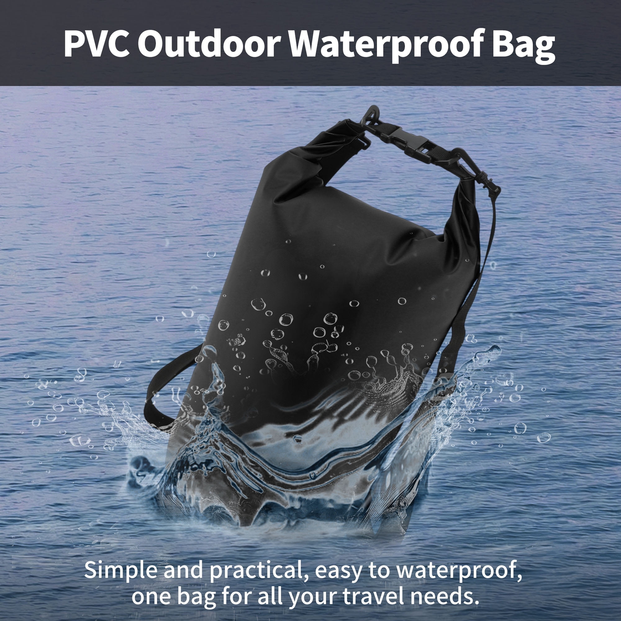 Unique Bargains Durable Waterproof Dry Bag Deep Black