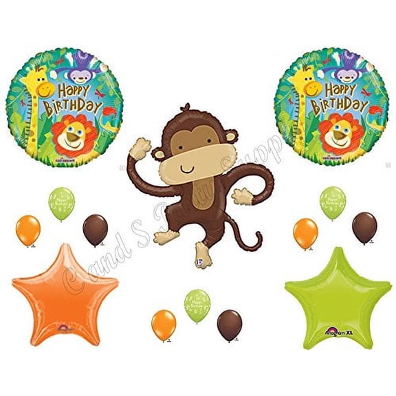 LINKY MONKEY Safari Jungle Happy Birthday Party Balloons Decoration Supplies