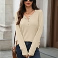 thumbnail image 2 of EDFBUYKRS Womens Loose Blouse Long Sleeve V Neck Button Down T Shirts Tie Front Knot Casual Tops Xxl, 2 of 8