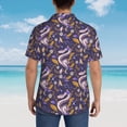 thumbnail image 4 of Sikiie Snake And Floral Print Men's Hawaiian Shirt, Summer Beach Button Pocket Short Sleeve T-Shirt,Small, 4 of 7