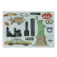 thumbnail image 1 of Hipster Cutting Board, New York City Manhattan of Liberty Big Apple Hot Dog Stand Sketch Style, Decorative Tempered Glass Cutting and Serving Board, Small Size, Multicolor, by Ambesonne, 1 of 1