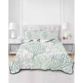 thumbnail image 2 of Quilts Twin-XL Size Bedding Set, Sage Green Coral Coastal Lightweight Quilted Comforter, Summer Beach Seaside Nautical Soft Reversible Bedspread Coverlet with Pillow Covers for All Season, 68" x 98", 2 of 7