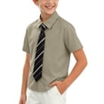 thumbnail image 1 of Odeerbi Camisa de Vestido Para Niños Con Corbata A Rayas Camisas de Uniforme Escolar de Manga Corta, 1 of 8