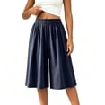 thumbnail image 6 of Umfun Women Elastic Waist Wide Leg Culottes Casual Linen-Blend Trousers with Side Pockets Loose Fit for Summer and Everyday Wear, 6 of 9